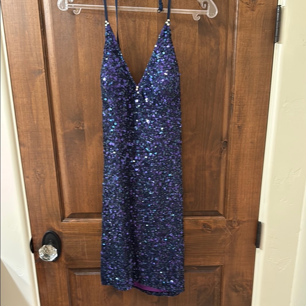 Sequin Mini Dress in Blue